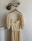 Vintage 70s Prairie Lace Wedding Dress Creme
