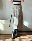 Vintage Wool Tartan Midi Skirt