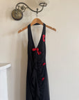 Vintage 90s Halter Rose Fairy Dress Noir