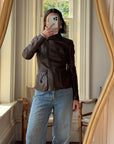 Vintage Y2K YSL Rive Gauche Leather Jacket Chocolate