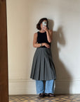 Vintage Wool Pleated School Skirt Grey