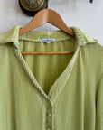 Vintage 90s Lime Pleated Button Up Blouse
