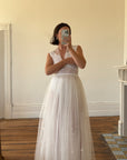 Vintage 40s Tulle Lace V Neck Daisy Wedding Dress