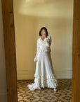 Vintage 1970s Crochet Ruffle Couture Wedding Gown