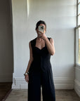 Vintage 90s Tailored Crepe Jumpsuit Black