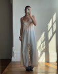 Vintage Embroidered Lace Midi Slip Dress Marshmallow