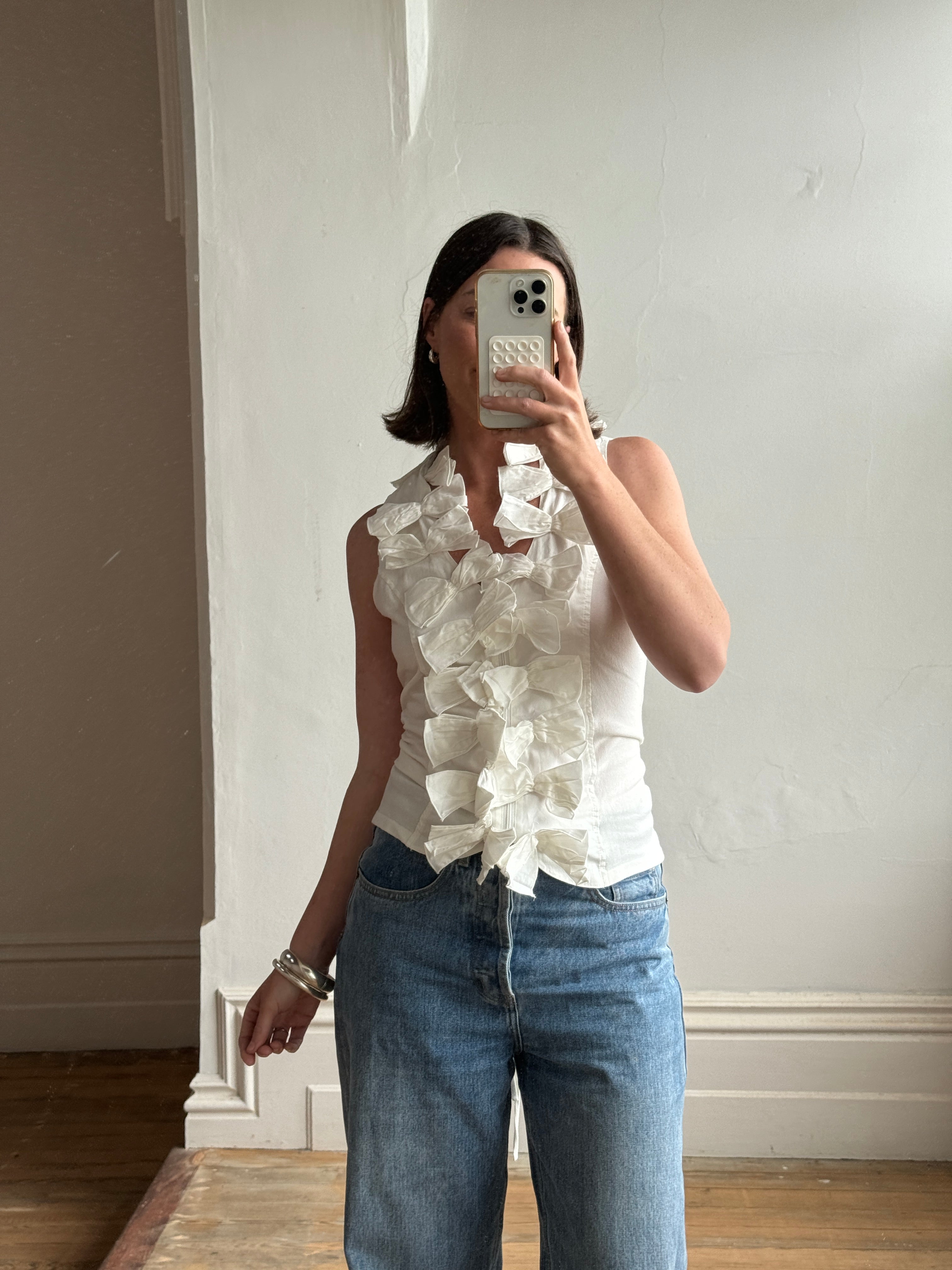 Vintage 90s Bow Lace Up Top