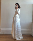 Vintage 40s Jacquard Long Sleeve Wedding Dress