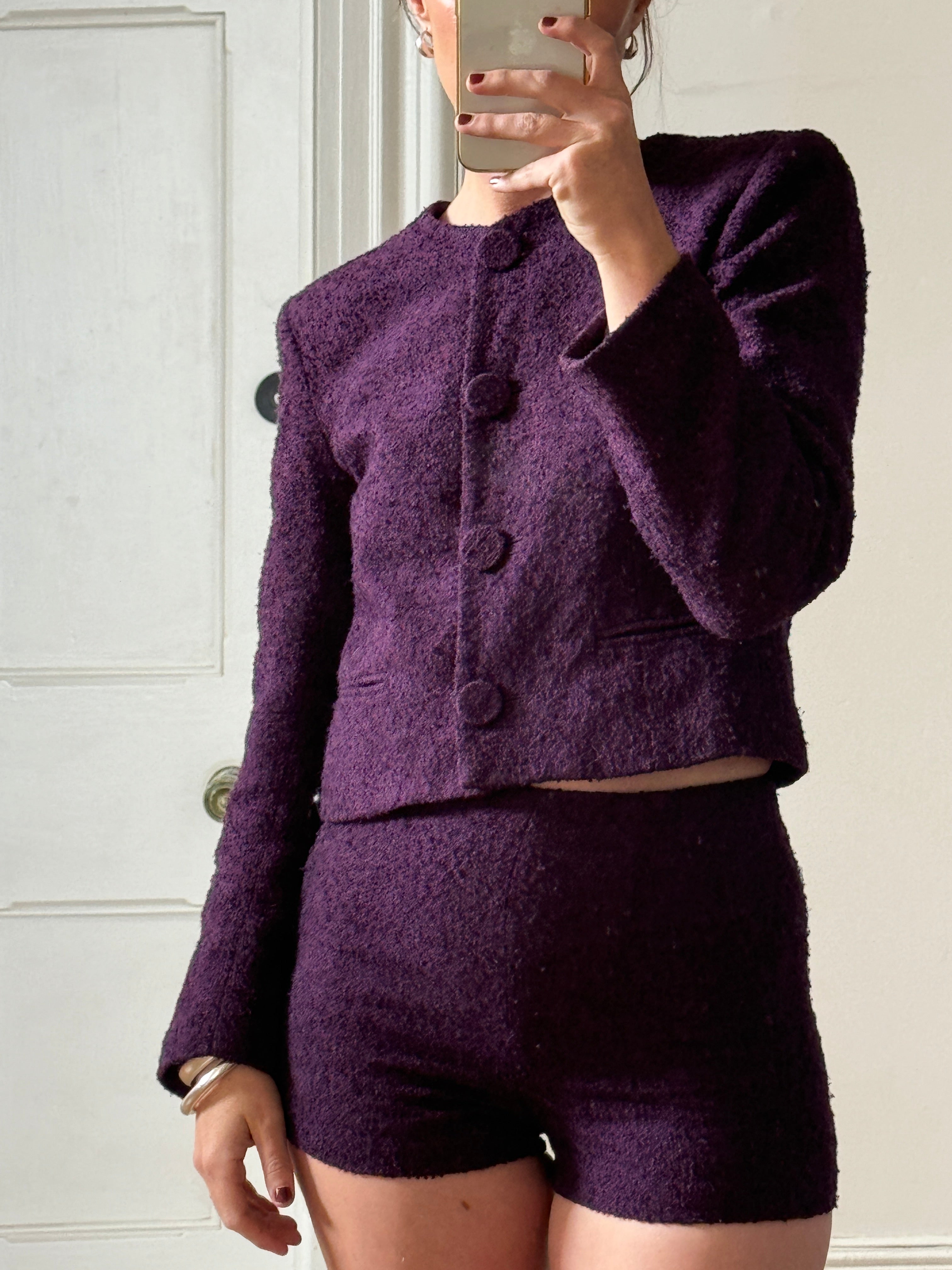 Vintage 90s Eggplant Pure Wool Tailored Two Piece