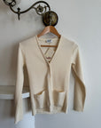 Vintage Pure Wool Button Up Plain Cardi Creme