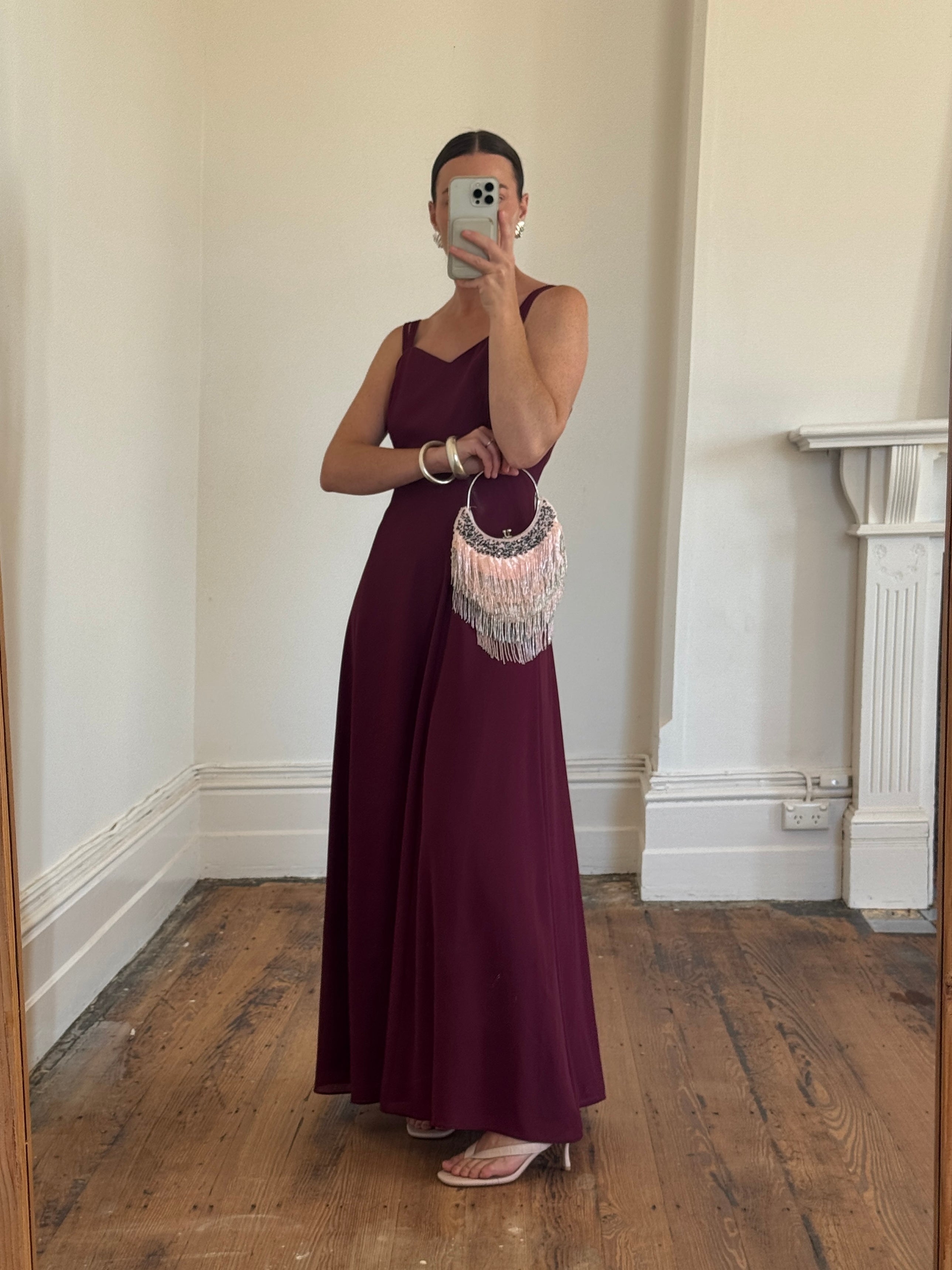Vintage 90s Australian Made Plum Strappy Dress
