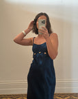 Vintage 90s Midnight Blue Dress With Flowers