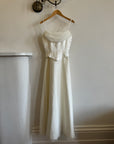 Vintage 90s Cowl Neck Jacquard Bodice Satin Wedding Dress