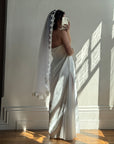 Vintage 90s Ivory Strapless Wedding Dress with Chiffon High Split
