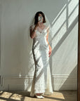 Vintage 90s Net Cowl Neck Mermaid Wedding Dress