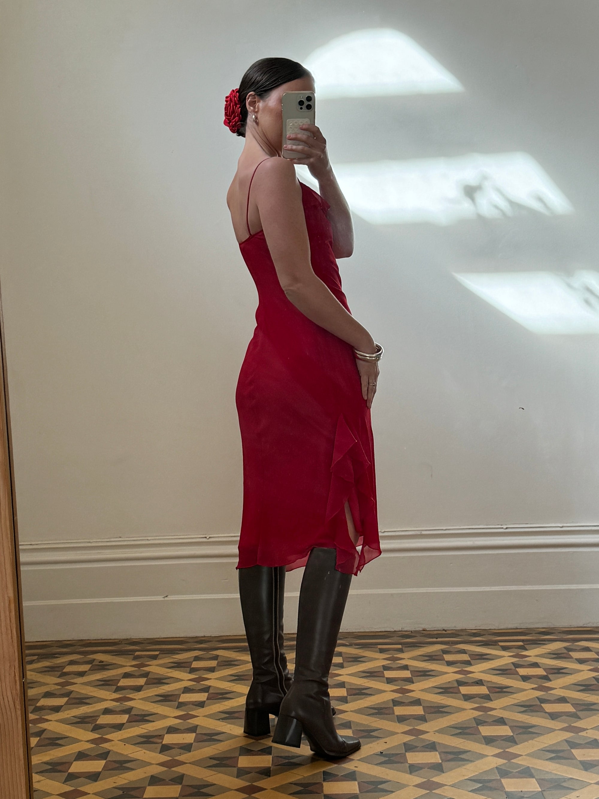 Vintage 90s Scarlett Red Slip Dress