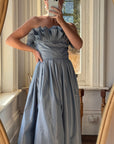 Vintage 80s Taffeta Gown Duck Egg Blue