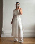 Vintage 90s Daisy Sheer Halter Midi Dress White