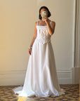 Vintage 90s Embroidered Corset Cowl Neck Wedding Dress