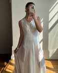 Vintage 40s Liquid Satin Sleeveless Lace Wedding Gown