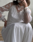 Vintage 70s Long Sleeved Boheme Bridal Dress