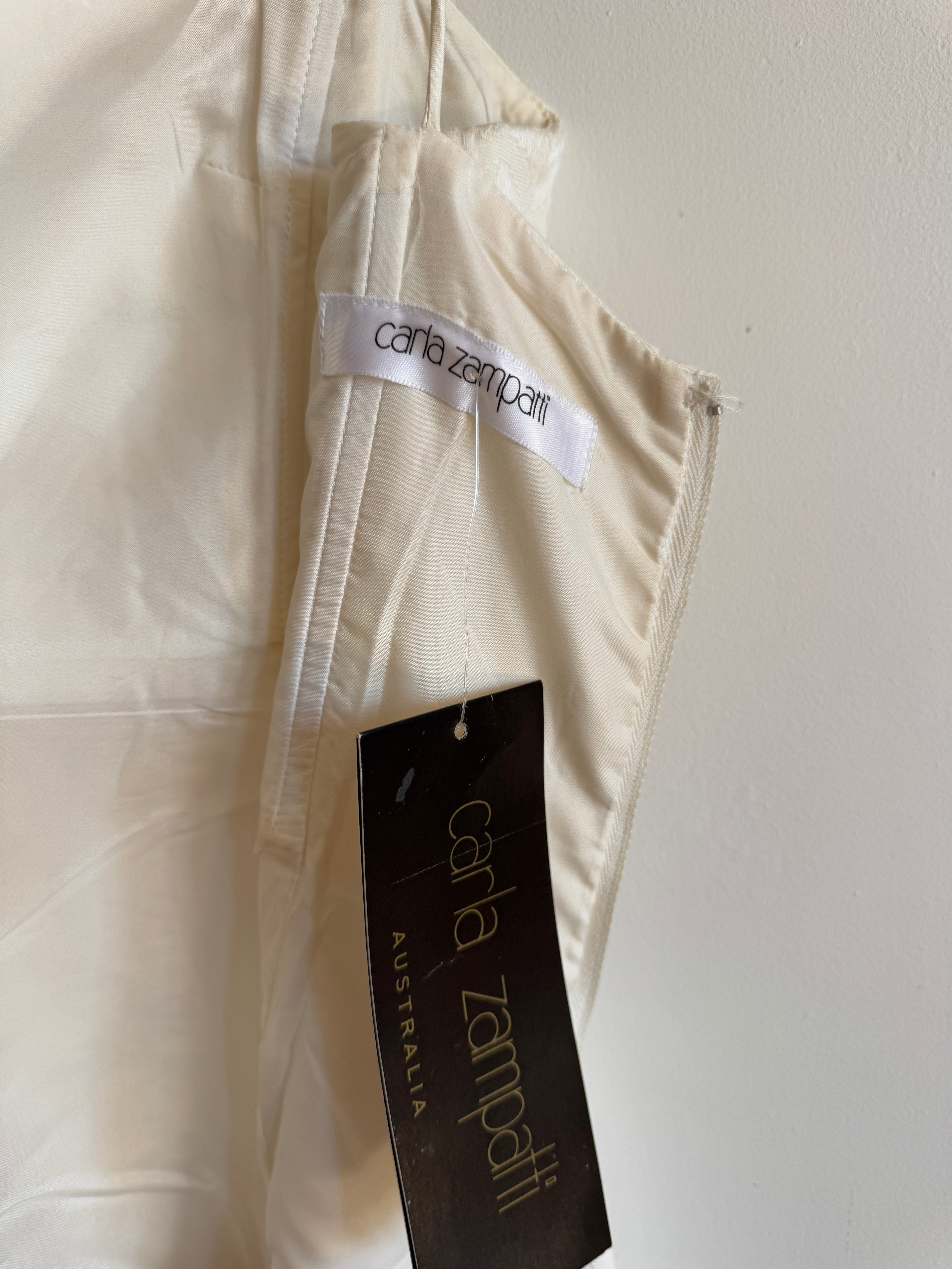 Vintage Y2K Pearl Brocade Tailored Strappy Gown