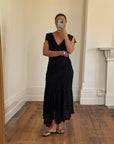 Vintage 90s Crinkle Sheer Fairy Dress Noir