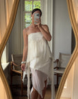 Vintage Y2K Strapless Pure Silk Fairy Dress Creme