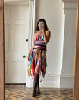 Vintage 90s Multi Coloured Zipper Low Rise Bustier Dress