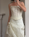 Vintage 90s Italian Sequin Bustier and Ruffle Skirt Bridal Set