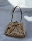 Vintage Champagne Satin Bow Bag