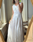 Vintage 40s Liquid Satin Sleeveless Lace Wedding Gown