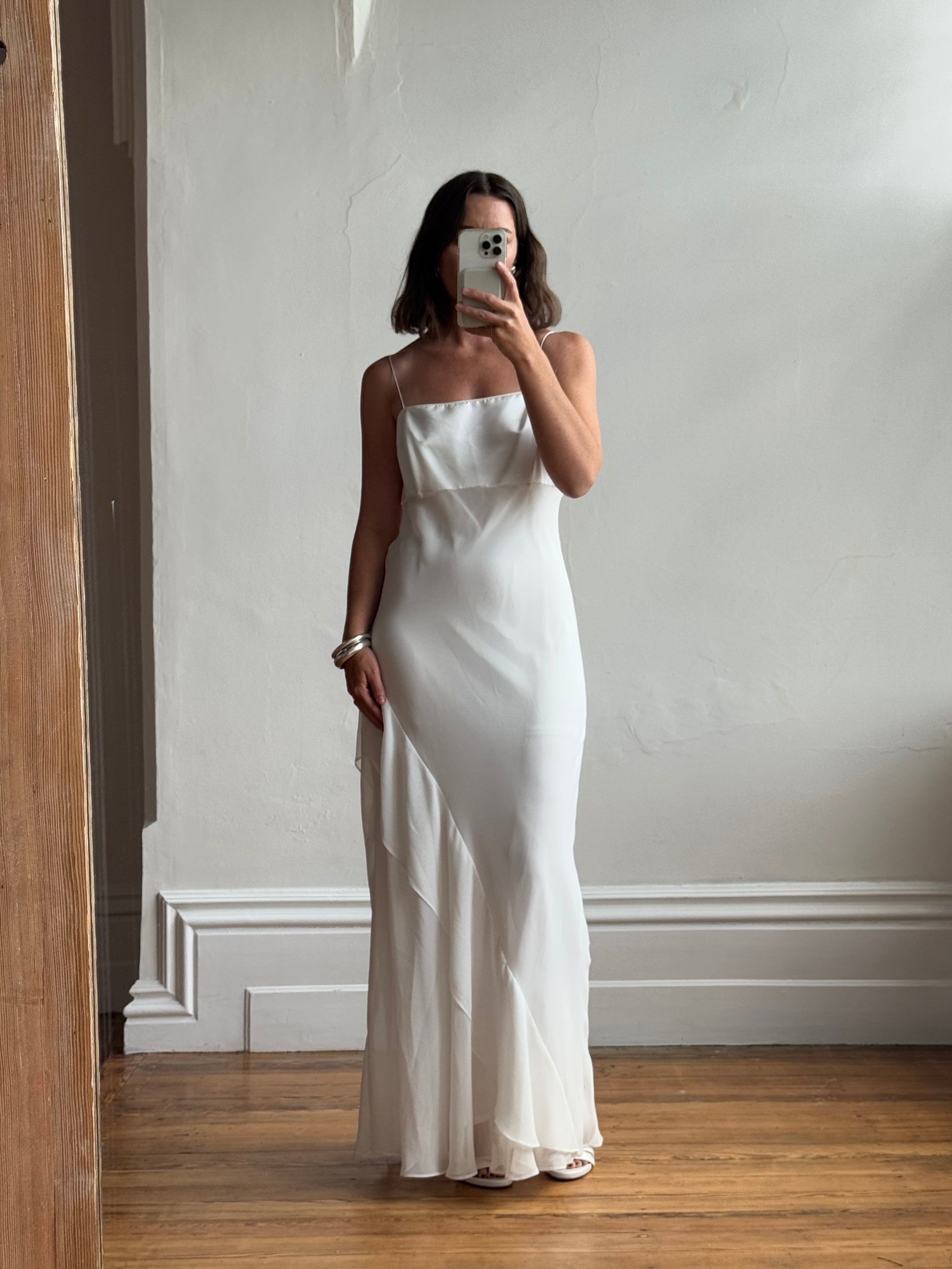 Vintage 90s Satin Slip Dress Ivory