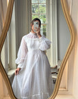 Vintage 70s Swiss Dot Prairie Wedding Dress