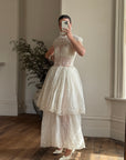 Vintage 50s Sheer Brodiere Anglaise Tiered Wedding Dress