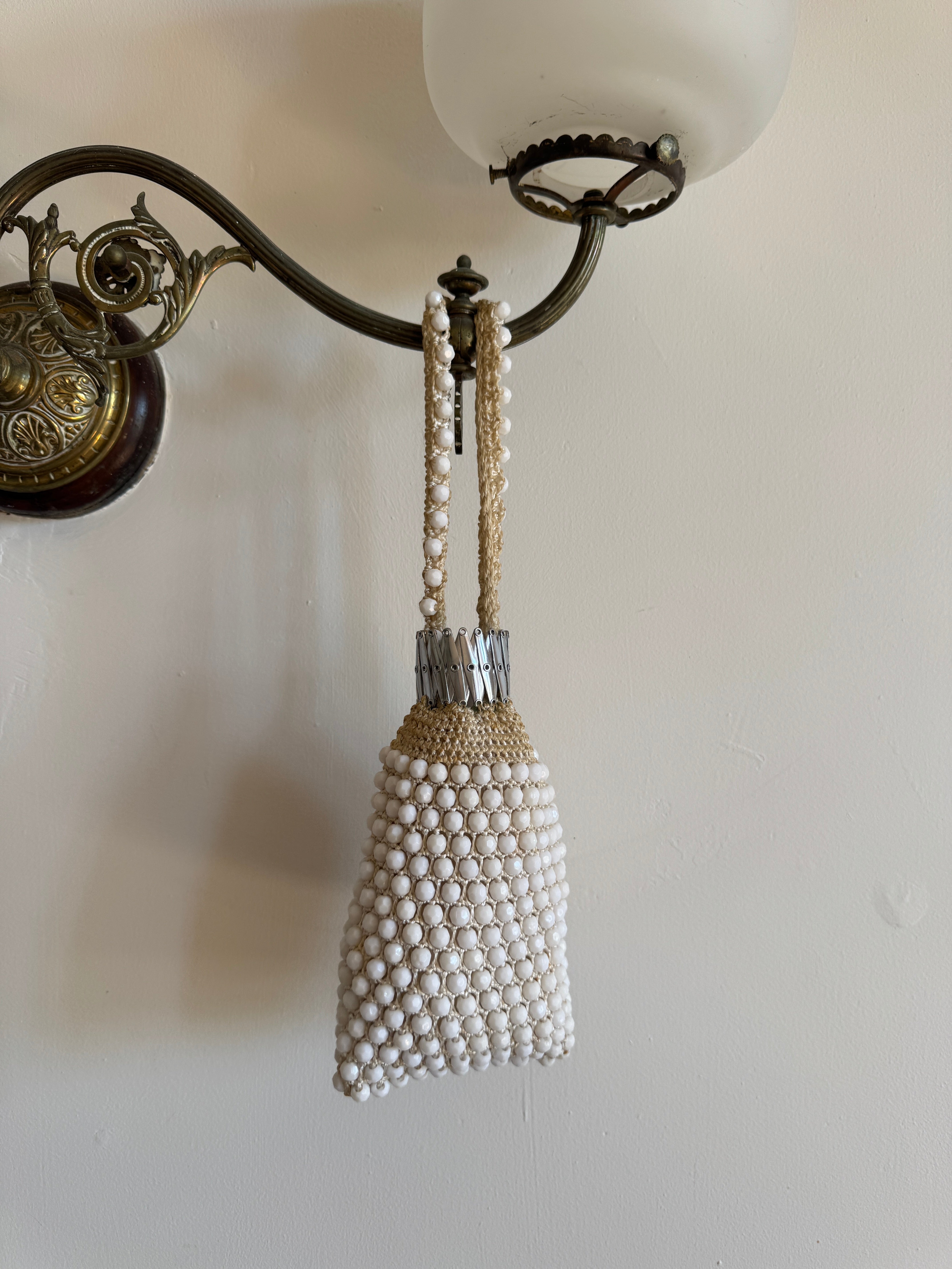 Vintage 60s Beaded Crochet Accordion Bag