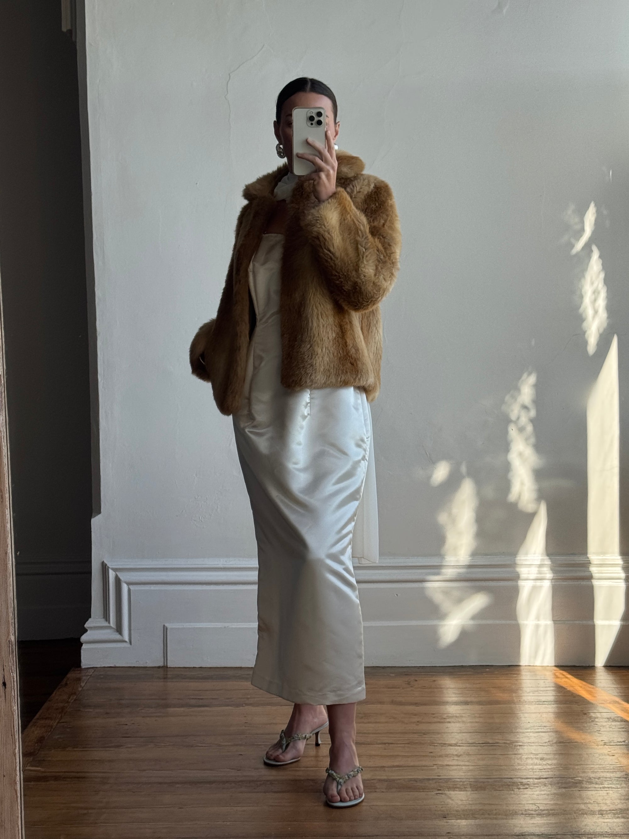 Vintage Australian Made Caramel Faux Fur coat