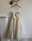 Vintage 50s Gold Brocade and Tulle Wedding Gown