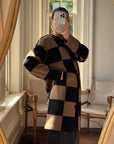 Vintage 80s Pure Wool Checkerboard Oversized Cardi