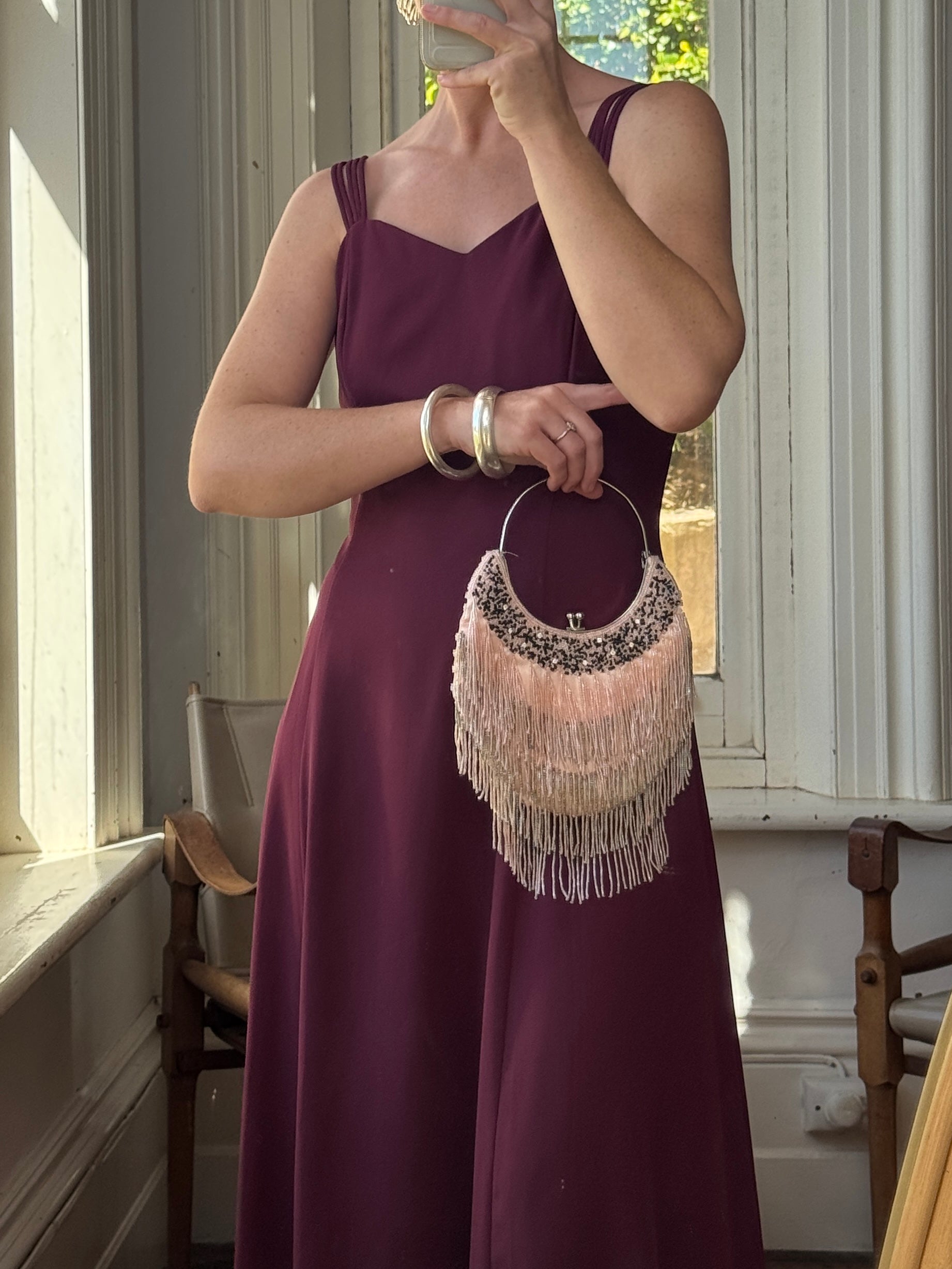 Vintage 90s Australian Made Plum Strappy Dress