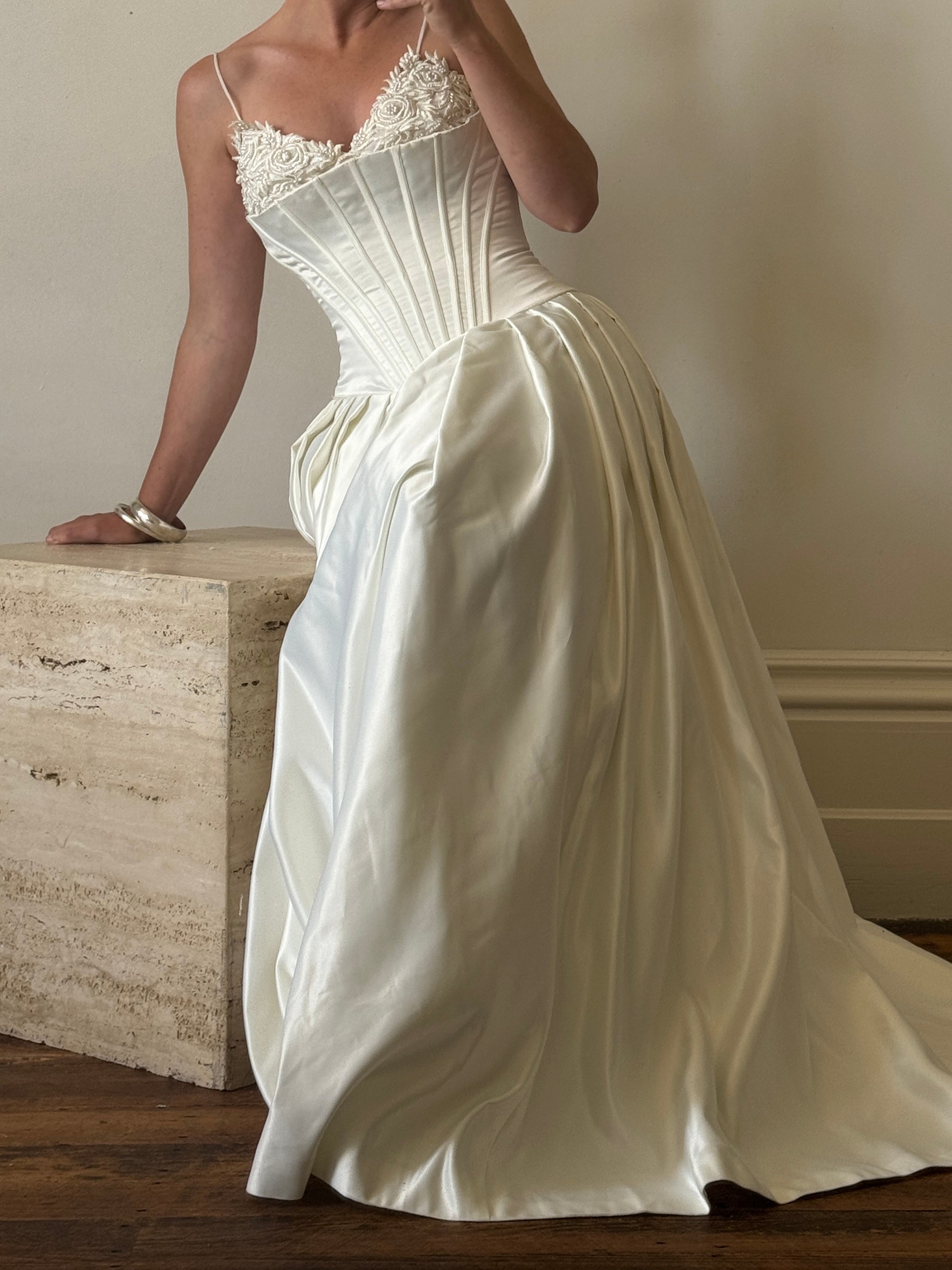 Vintage 1992 Corset Satin Wedding Gown