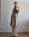 Vintage 60s Wool and Mohair Creme Check Coat