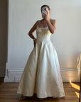 Vintage 90s Pure Silk Couture Diamante Wedding Gown