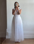 Vintage 40s Tulle Lace V Neck Daisy Wedding Dress