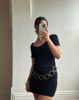 Vintage 90s Bandage Mini Dress With Chain Belt
