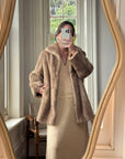 Vintage 60s Latte Faux Fur Mid Length Coat