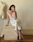 Vintage Y2K Australian made Satin Ivory Slip Dress