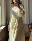 Vintage 70s Tiered Lace Tunic Wedding Dress Creme