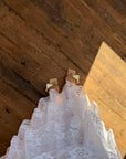 Vintage 70s Tiered Lace Wedding Dress Crisp White
