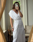 Vintage 80s Draped Jersey Australian Made Wedding Dress White